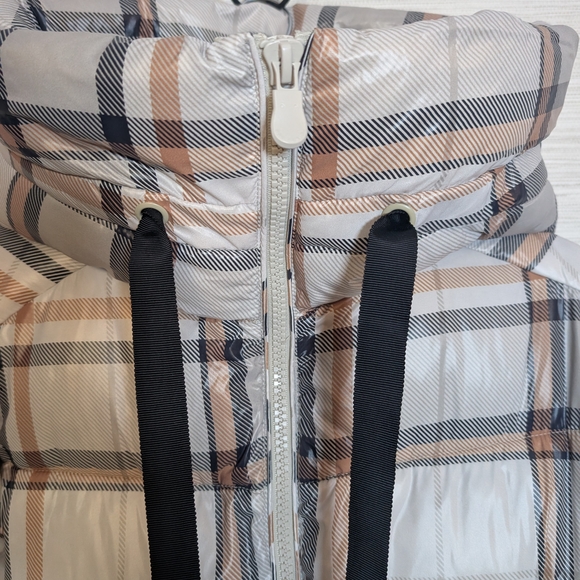SAVE THE DUCK Brown Gray Black Plaid Puffer Coat Jacket 0 XS Rare - Picture 12 of 13
